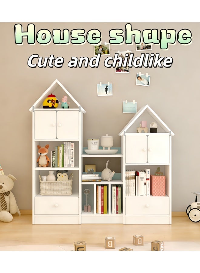 Castle Shape Children's Bookshelf, Kids Bookcase Display Case Kids Toy Storage Organizer Multifunctional Storage Cabinet Bookshelf Suitable for Playroom, Children's Room, Living Room (White, SGG049DG) - Image 2